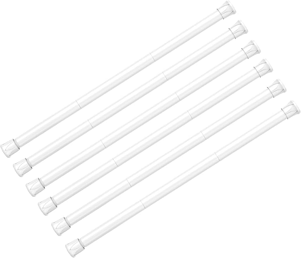 AIZESI 6PCS Tension Curtain Rod 28 to 48 Inch White No Drilling Adjustable Spring Curtain Rods for Window, Doorway, Closet, Bathroom, Kitchen
