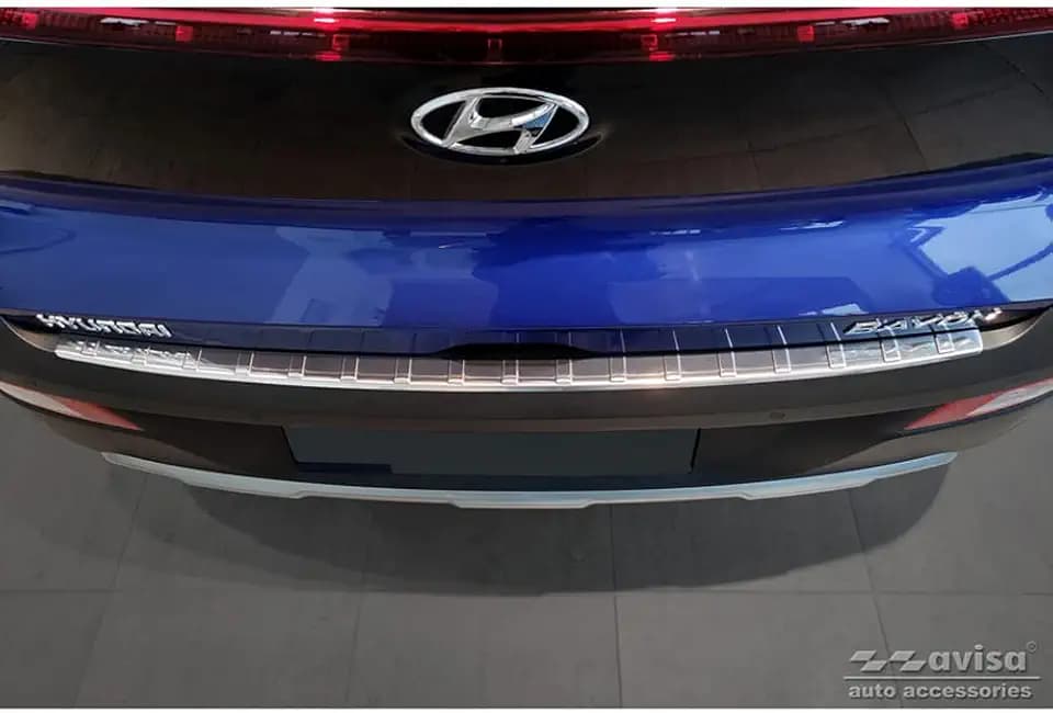 Avisa Edelstahl Heckstoßstangenschutz kompatibel mit Hyundai Bayon 2021- 'Ribs', silberfarben