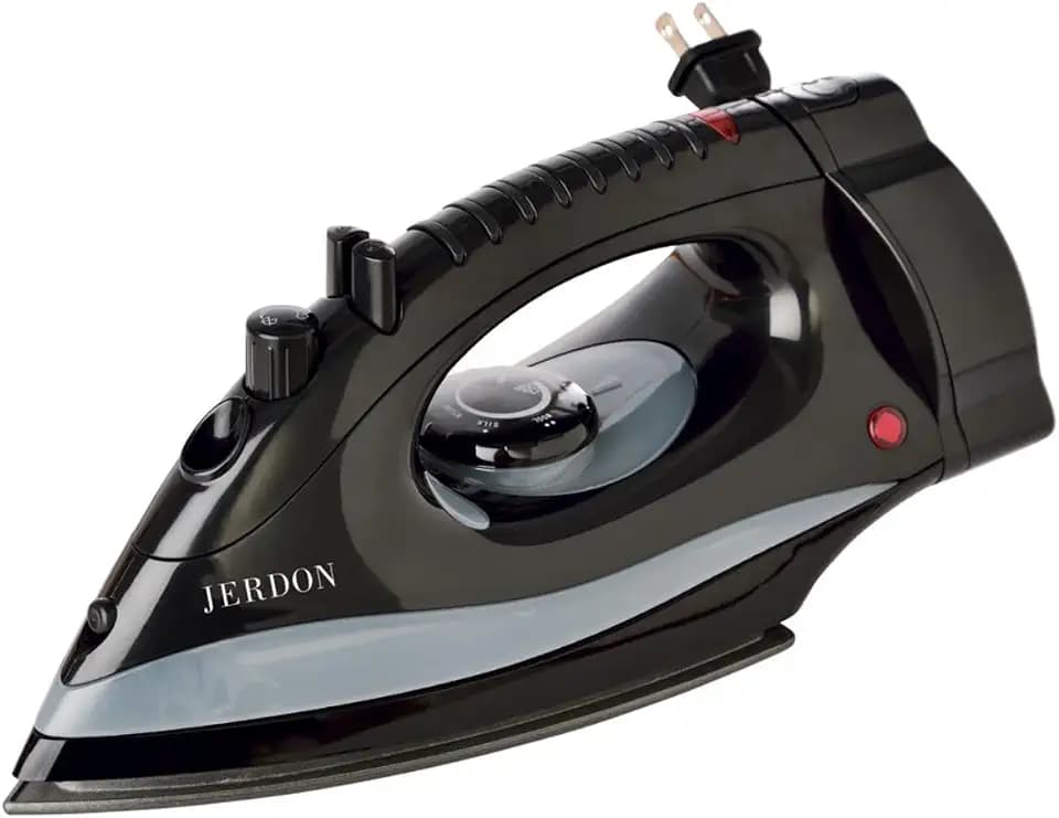 JERDON Hotel Iron - Retractable Cord, 1200 Watts - Black - J913B