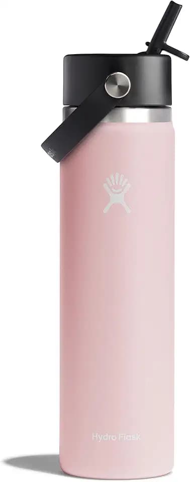 Hydro Flask Water Bottle - Insulated Stainless Steel - 24 Oz Wide Flex Straw Cap Trillium - Wide Mouth Flex Straw Lid, Non Spill, Leakproof, and Refillable in 24 Oz Trillium