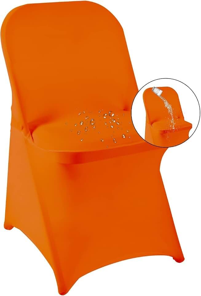 magalo 20 Pack Orange Spandex Folding Waterproof Chair Cover, Stretch Chair Cover Protector for Wedding, Party, Dining Banquet and Other Special Events