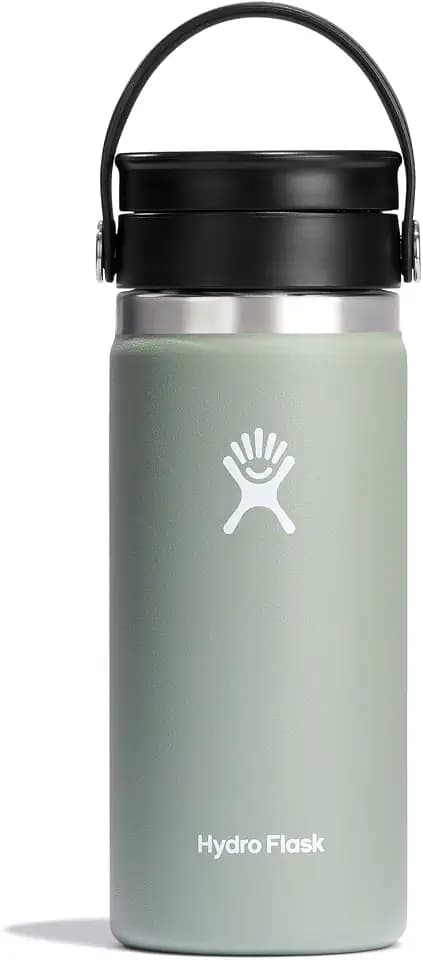 Hydro Flask Water Bottle - Insulated Stainless Steel - Wide Mouth Flex Sip Lid, Non Spill, Leakproof and Refillable in 16 Oz Agave