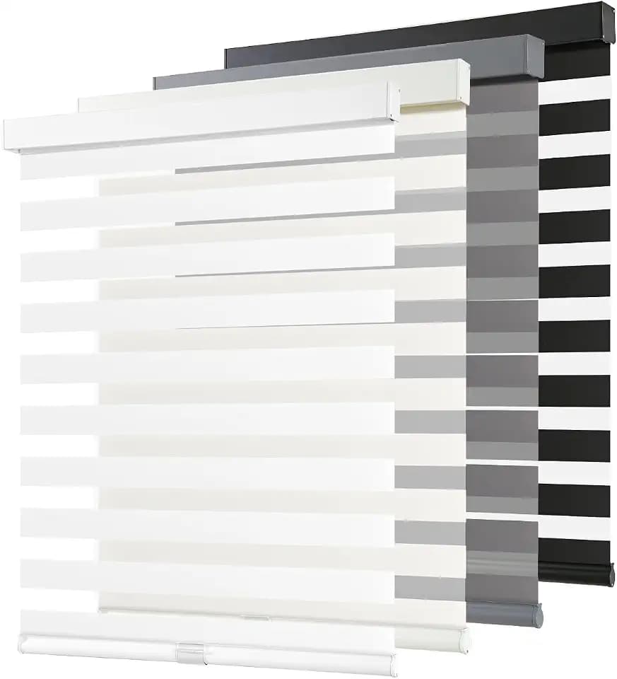 AOSKY Cordless Zebra Blinds for Indoor Windows, 34" W x 72" H, White
