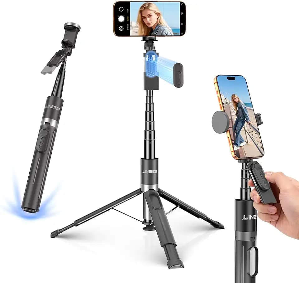 62.9" Selfie Stick Tripod - Auto Open for Phone Tripod with Remote.