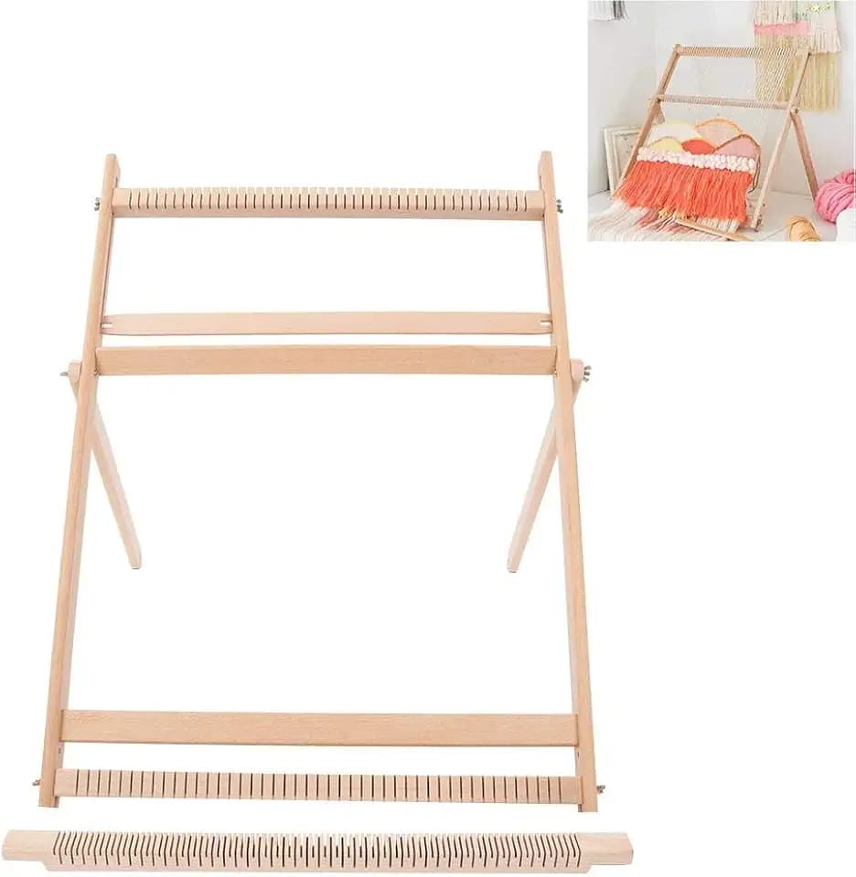 Weaving Kit, 70x50x3cm Wooden Adjustable Hand Knitting Machine Blanket Scarf DIY Sewing Machine Weaving Frame DIY Woven Tool Set for Beginners Kids Intellectual Toy