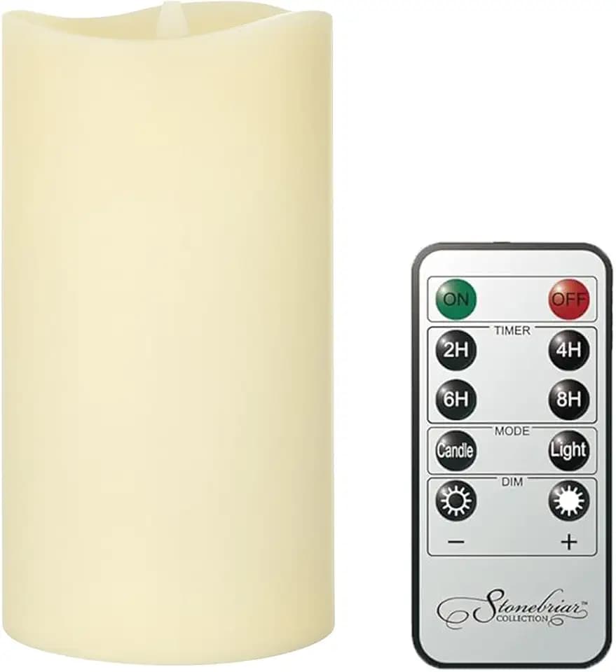 Stonebriar LED Pillar Candles — Remote & Timer, Real Wax Flameless Candles for Home Décor, Weddings & Events, Pack of 6, Ivory, 3" x 6"