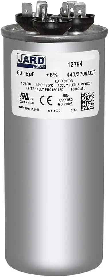 12794 Motor Dual Run Capacitor with Round 60 + 5 uf MFD 440V