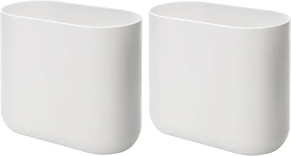 iDesign Small Slim Plastic Bathroom Trash Can, 2-Pack, White