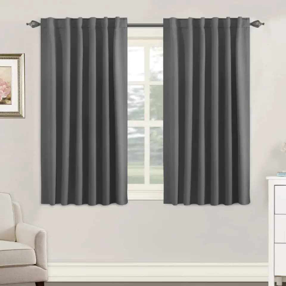 H.VERSAILTEX Blackout Curtains Thermal Insulated Window Treatment Panels Room Darkening Blackout Drapes for Living Room Back Tab/Rod Pocket Bedroom Draperies, 52 x 45 Inch, Bluish Gray, 2 Panels
