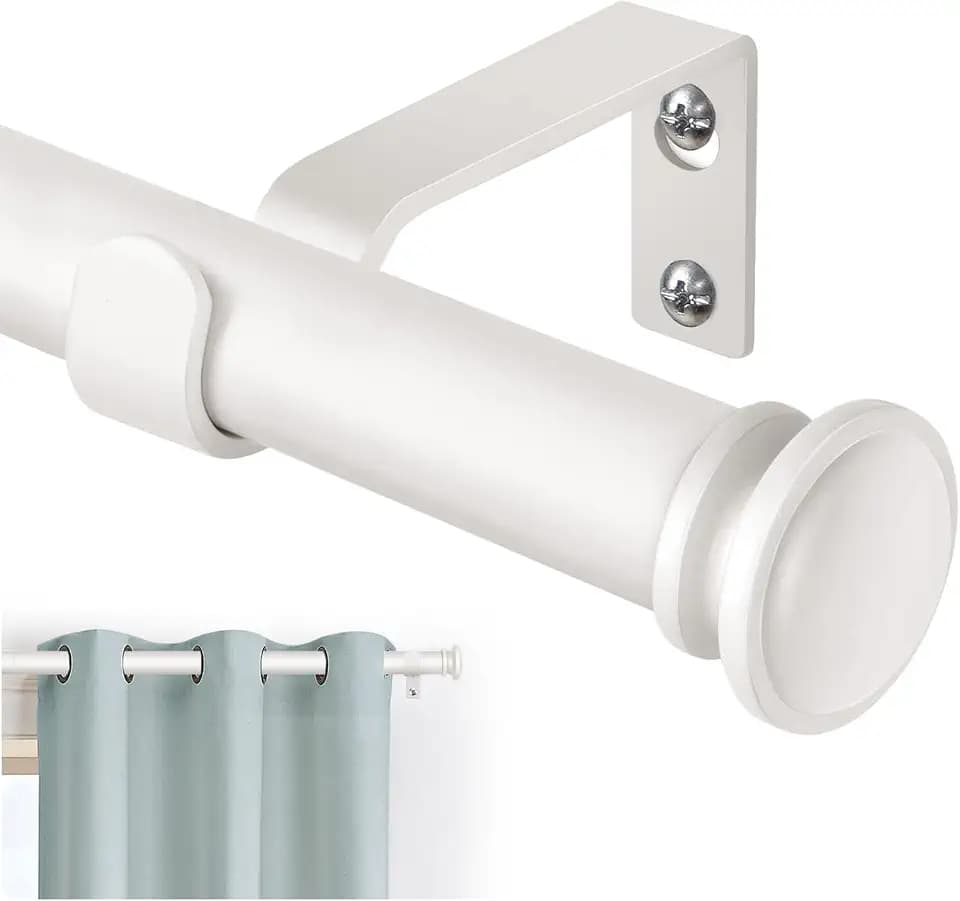 TONIAL Curtain Rods for Windows, 32 to 86 Inch, White, Single Drapery Rod