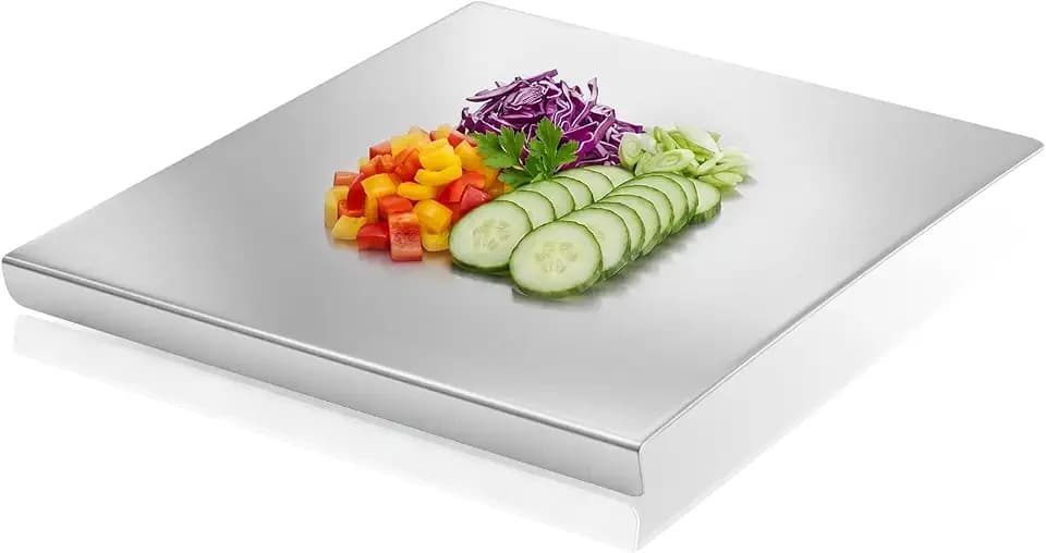 Sakerplus Stainless Steel Kitchen Cutting Board with Lip (11.8 x 11.8 in)