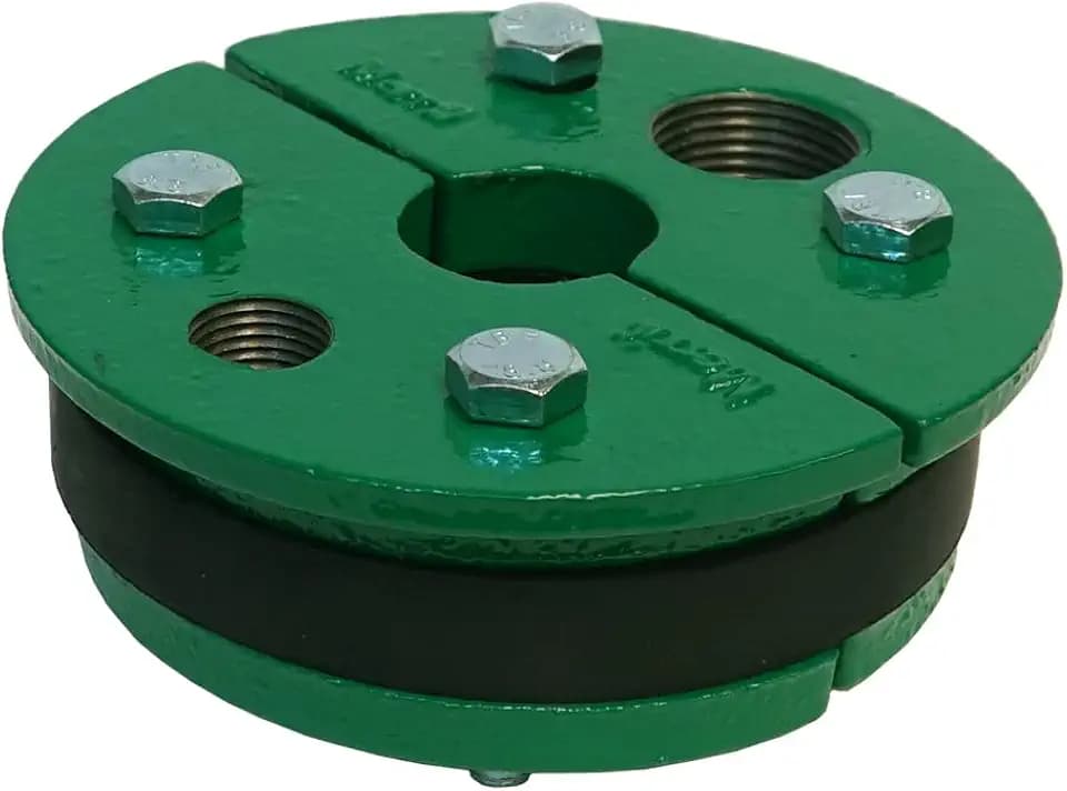 Merrill MFG 5" Cast Iron Well Seal Cap with Split Top Plate – Single Drop 1" Water Well Seal for Submersible and Jet Pumps, Heavy-Duty Cast Iron Construction for 5 Inch Well Casing