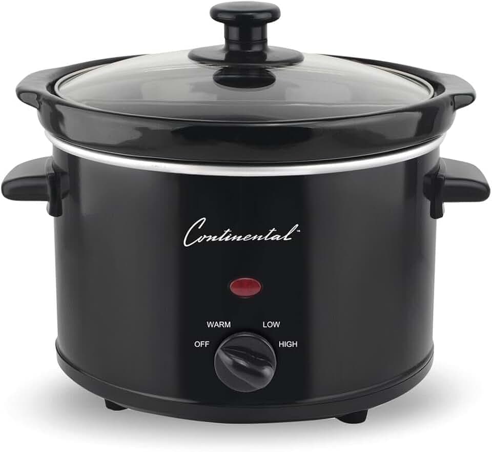 Continental Electric 3 Qt. Round Slow Cooker, Removable Crock Pot, Keep Warm Function, Glass Lid, CE33239