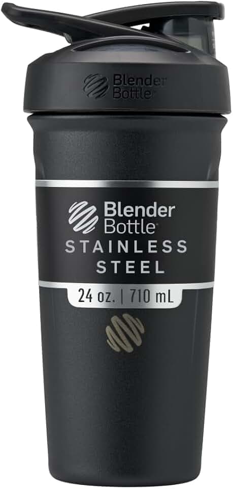 BlenderBottle Sport Flip Stainless Steel Shaker Bottle 24 oz Black