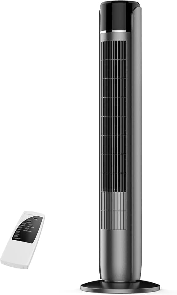 Sweetcrispy Tower Fan for Bedroom, Oscillating Standing Cooling Tower Fan for Office, Home and Dorm with 5 Speeds, 4 Modes, 28dB Quiet, 12H Timer, Classical Black