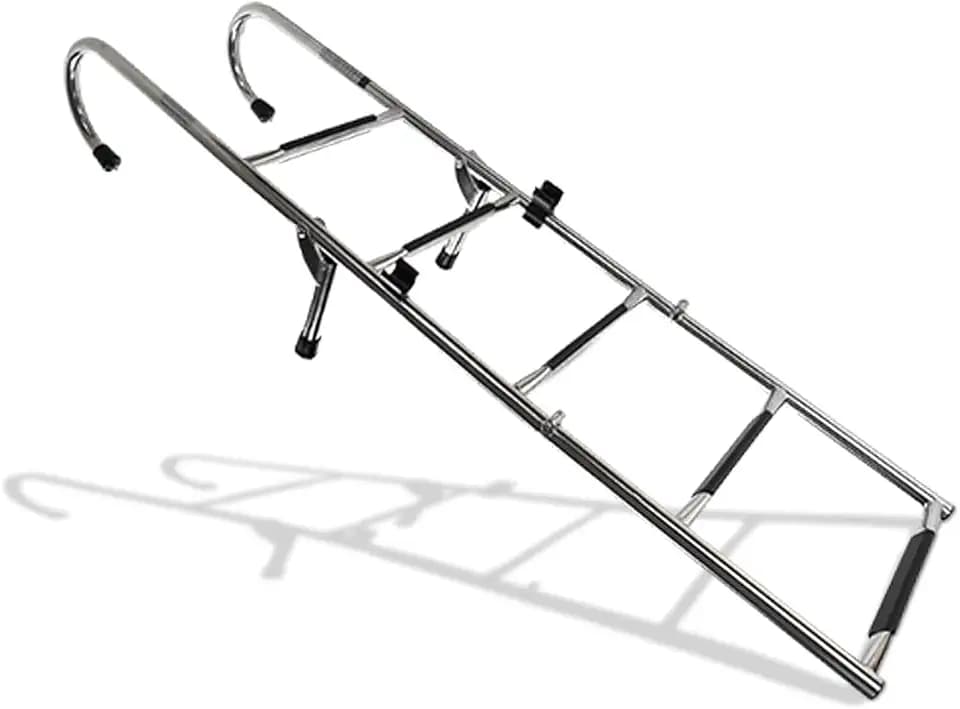 MARINE CITY 2+3 Step Telescoping Folding Ladder – 304 Grade Stainless Steel, 400 lb Capacity – Compact, Sturdy Design for Easy Installation on Boats, Pontoons, RVs, and Ships