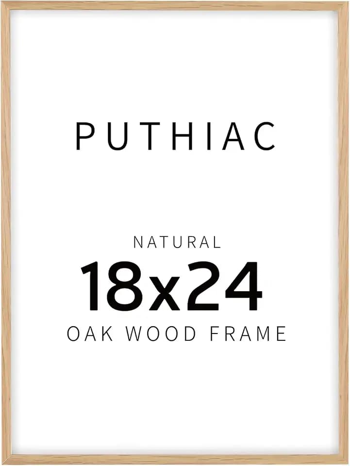 puthiac 18x24 Solid Oak Wood Picture Frame, Natural Oak, 1 Pack
