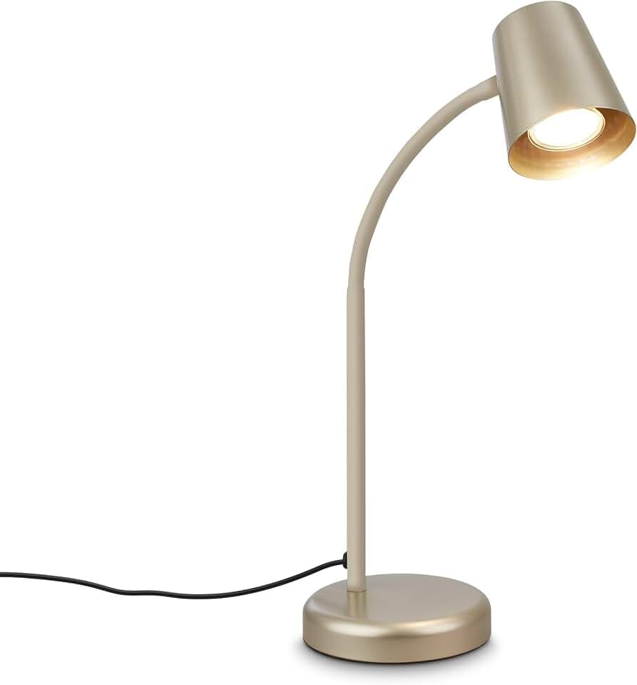 BRILONER - Schreibtischlampe Kabelschalter Schwenkbar 38,5cm Satin-Metallic