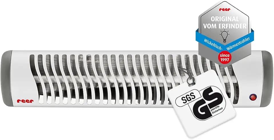 reer EasyHeat Wickeltisch-Heizstrahler, Wärmelampe, 500 W, Wandgerät, Weiß