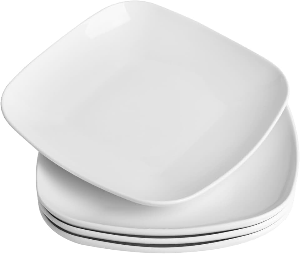 Ceramic Square Dinner Plates,9 Inch Square Serving Plate for Steak, Pasta, Salad, Snacks, Dessert, Appetizer Plates-Set of 4