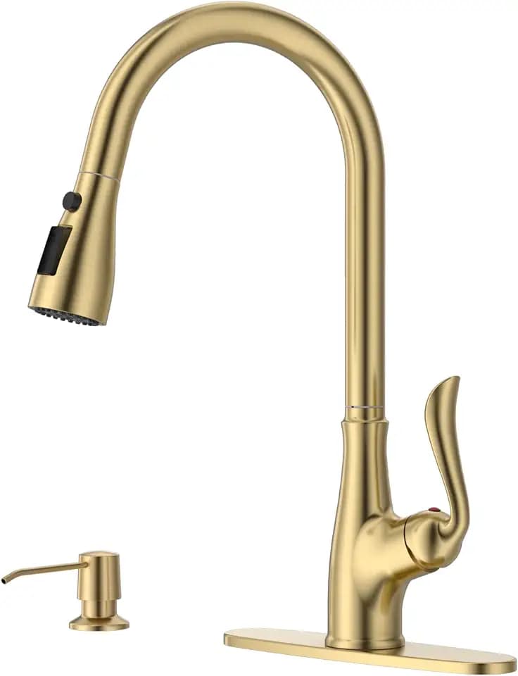 APPASO Gold Kitchen Faucet with Pull-Down Sprayer,3-Mode Spray,4 or 3 Hole