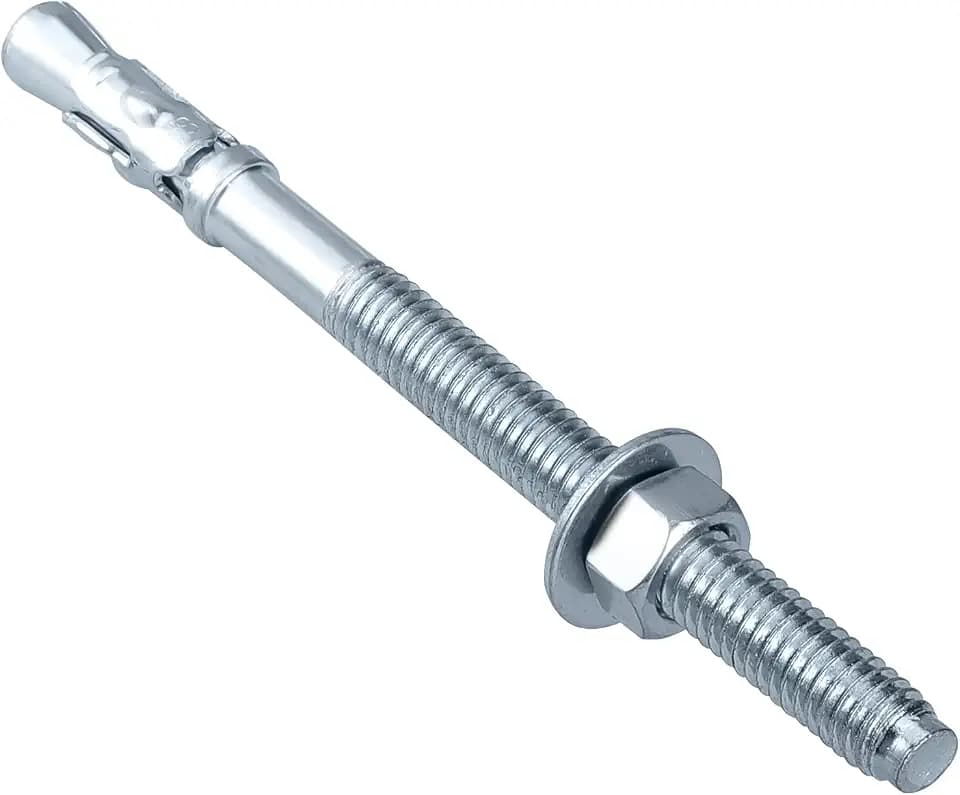 Party Animal 5/8 x 8'' Wedge Anchor, 5/8 Inch Diameter for Concrete, 25 PCs Heavy Duty Zinc Plated Concrete Wall Anchor