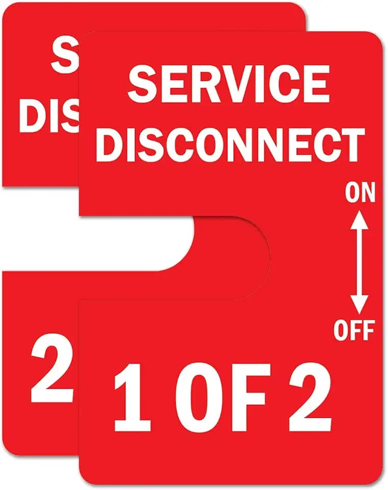 5"x7" 1-Set (2 Labels) Service Disconnects for Handle Warp Around - 1 of 2 & 2 of 2 Outdoor Rated Laminated Labels Emergency Danger Notice Vinyl Waterproof Electrical Panel