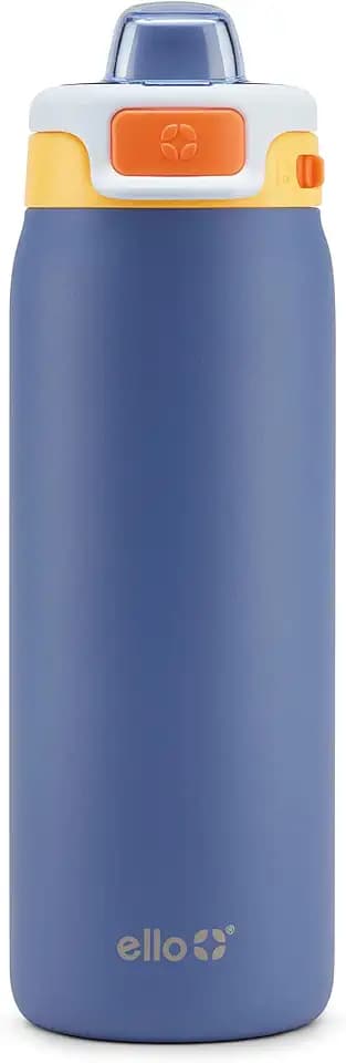 Ello Pop & Fill 18oz Stainless Steel Kids Water Bottle with Quick Fill Lid | Vacuum Insulated BPA Free Bottle with Leak Proof Straw and Chug Lid, Dishwasher Safe, Gift For Kids Teens, Lighthouse