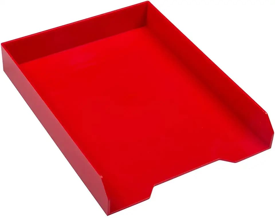 JAM PAPER Stackable Paper Trays - Red - Desktop Document, Letter, & File Organizer Tray - Sold Individually