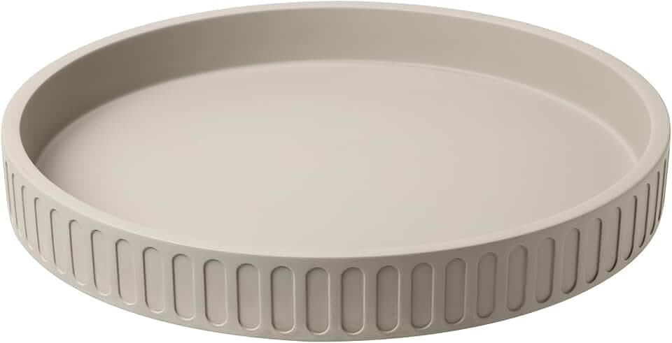 12in Decorative Tray for Coffee Table Tray Decor, Gray 100% Solid Concrete Decorative Round Tray for Kitchen, Living Room, Home Decor