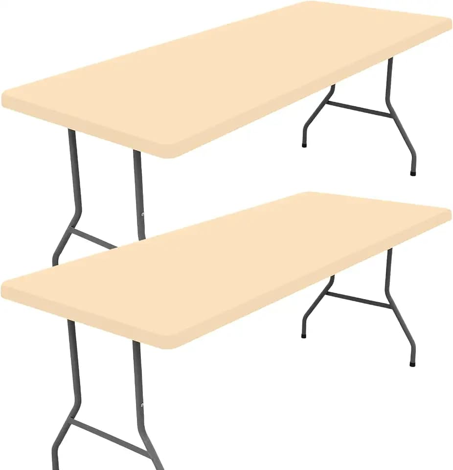 Moosfor 2 Pack Rectangle Spandex Fitted Table Cloth, 6FT Elastic Tablecloth