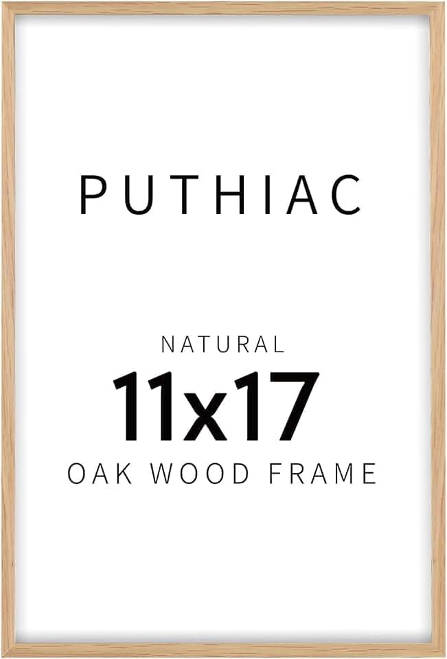 puthiac 11x17 Solid Oak Wood Picture Frame, Natural Oak, 1 Pack