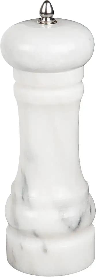 Creative Home Marble Pepper Grinder, Manual Pepper Mill, 6-Inch Refillable Salt or Black Pepper Grinder with Alloy Grinding Mechanism, Ideal for Kitchen, Restaurant, and Outdoor BBQ, Off-White