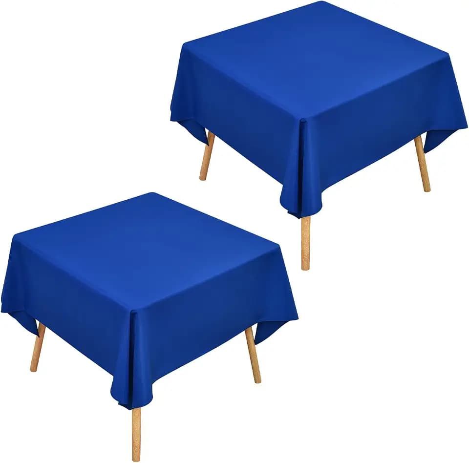 Wolkemer 2 Pack 54x54 Inch Square Tablecloth Washable Blue Table Cloth