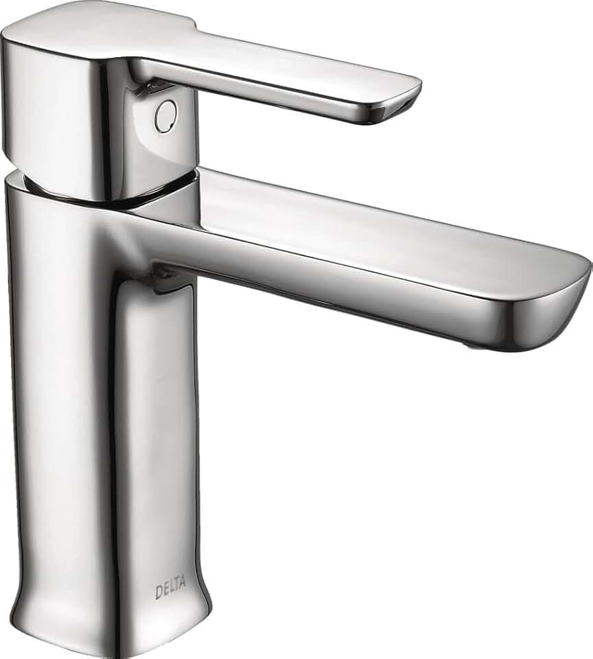 Delta Modern Chrome Bathroom Faucet 1 Hole, Single Hole Bathroom Sink Faucet for Vanity, Push-Pop Drain Assembly, Chrome 581LF-PP