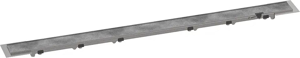 hansgrohe RainDrain Rock Linear Shower Drain for 35 1/4" Rough with Height Adjustable Frame in Nature Stone, Stainless Steel Rectangle Shower Floor Drain