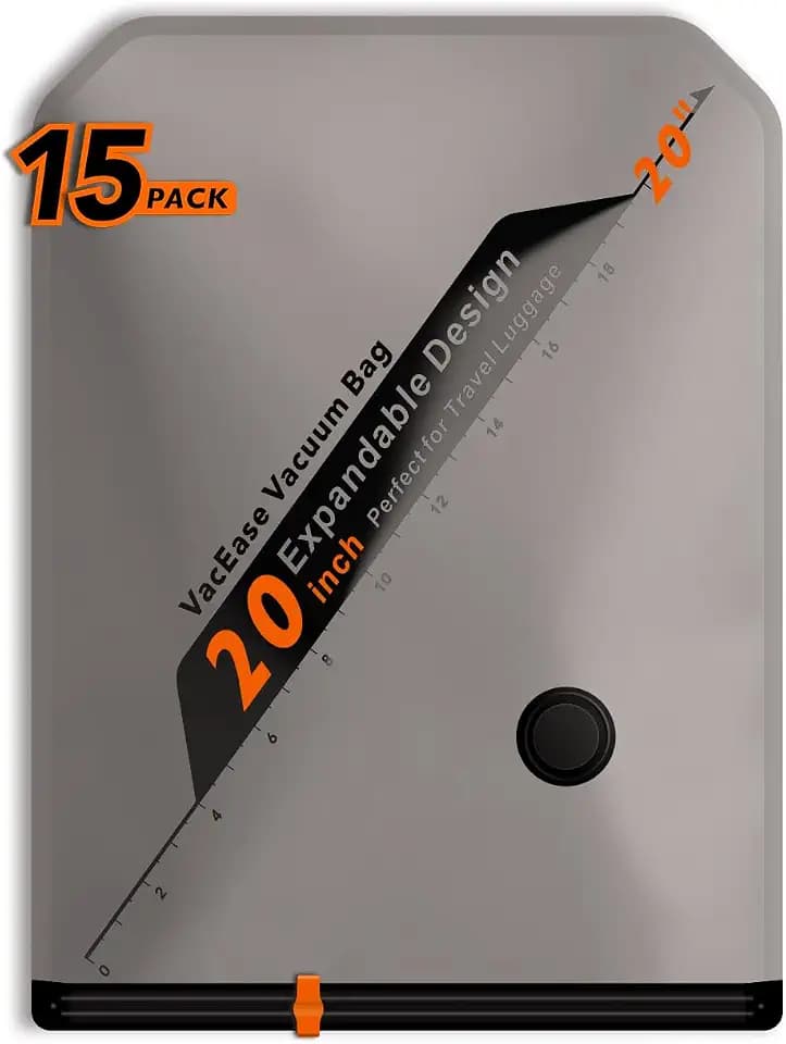 Vacbird 15 Pack 20" Vacuum Bags for Storage - Pump Not Included, Compression Packing Seal for Clothing Travel Luggage Suitcase, Compact & Airtight