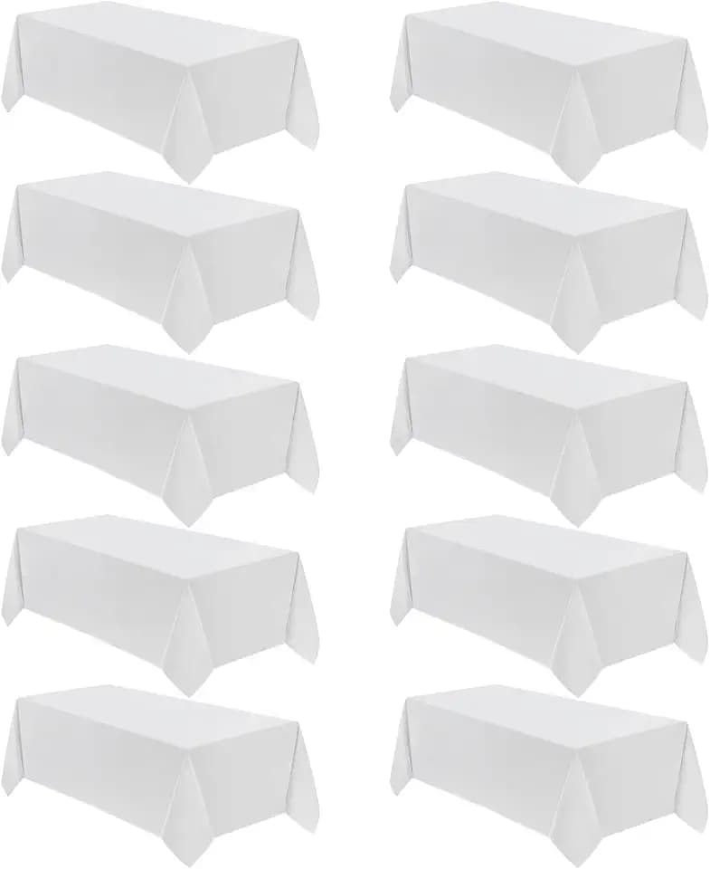 VidaFete Classic Series 10 Pack 90 * 156inch White Rectangle Tablecloth