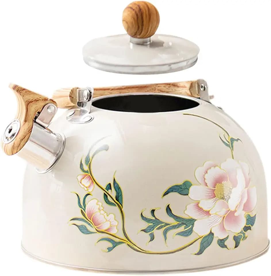 Ciieeo Kettle with Flower Pattern Portable Kitchen Water Kettle for Stovetop Quick Heating Sounding Easy to Clean and Compact Design