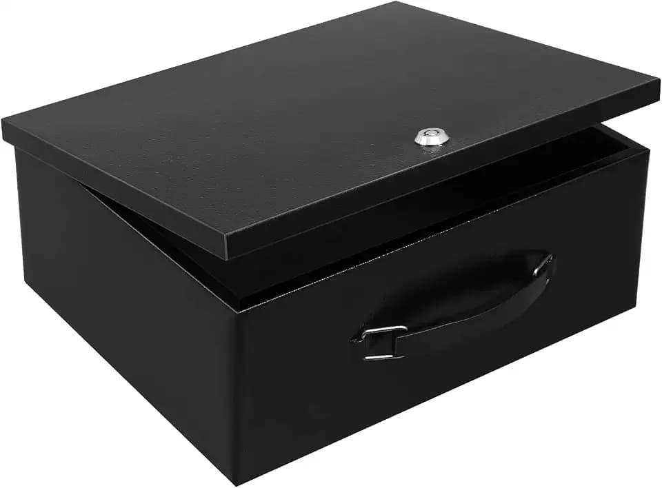 Dalmbox Fire Resistant Document Lock Box Safe with Key, Black