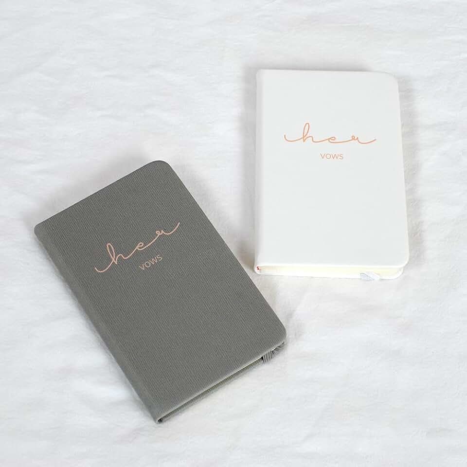 Galag Vows Book Hers and Hers Hard Cover, Mrs and Mrs Lesbian Newlyweds Couples Wedding Gifts Unique Grey and White