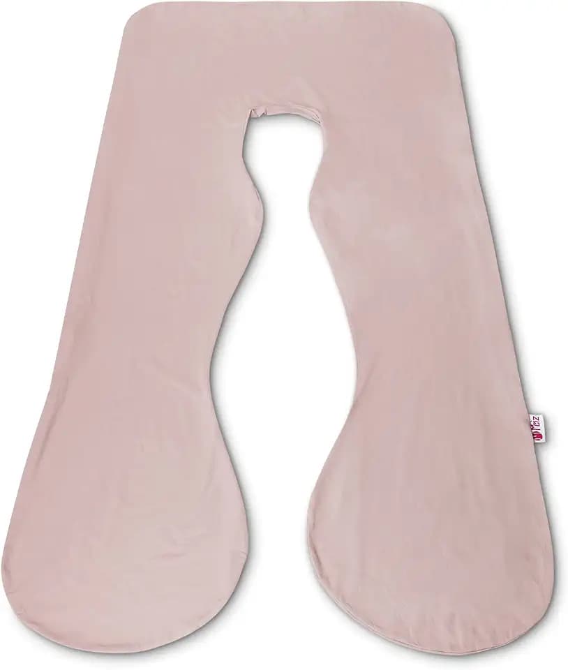 Meiz Pregnancy Pillow Cover, Cooling Pregnancy Pillow Cover U Shaped, Pregnancy Pillowcase Fit 55" x 31" Maternity Pillow, Jersey Cotton, Apricot