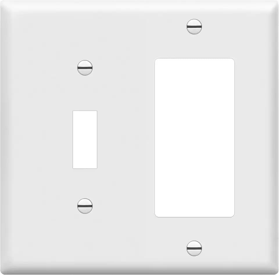 Enerlites 2-Gang Toggle and Decorator/GFCI Combination Wall Plate, White