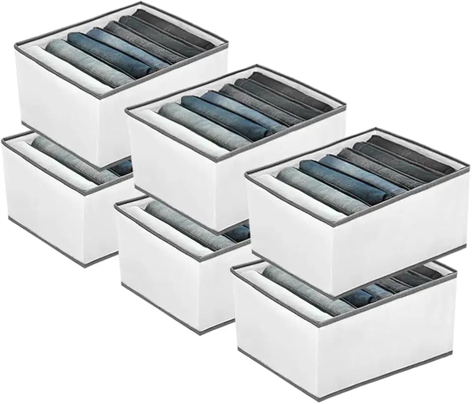 6 Pack 7-Grid Closet Organizers and Storage Bins with Dividers for Clothes