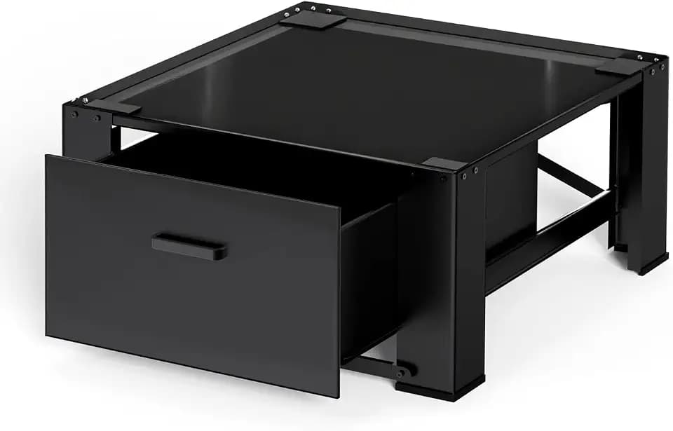 Washer and Dryer Stand - 28" Laundry Pedestals ,Top with Panel, Steel Washing Machine Pedestal Raiser, 14.2 Inches Height Elevation Black