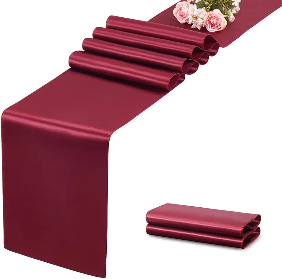 Burgundy Satin Table Runner, 12x108 Inches, 12 Pack