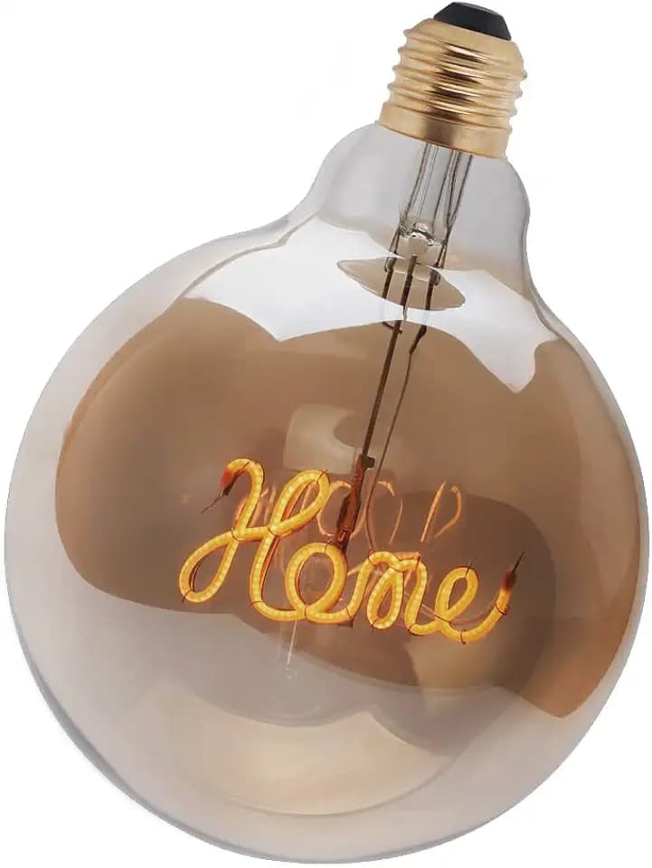 Vintage LED Filament Bulb Decorative Globe, E26 Base, G125 Edison Bulb Home Shape, Dimmable, 4W(40W Equivalent), 2200K Warm White, Amber Glass - Home