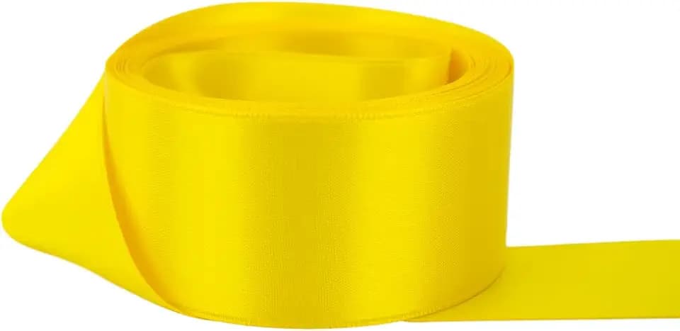 Ribbon Bazaar Double Faced Satin - Premium Gloss Finish - 100% Polyester Ribbon for Gift Wrapping, Crafts, Scrapbooking, Hair Bow, Decorating & More - 3/8" Daffodil 50yd Spool