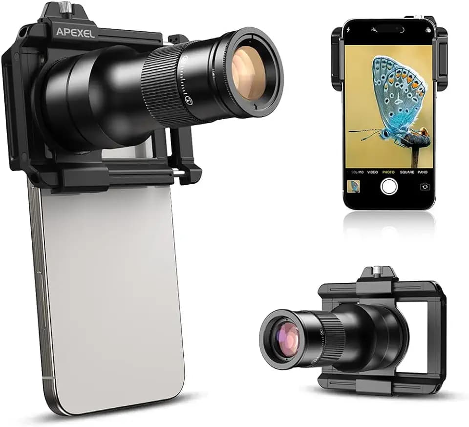 APEXEL 6X HD Teleobjektiv mit Fixfokus und verbessertem Universalclip, 150-mm-Makroobjektiv, Handy-Objektivset, kompatibel mit den meisten Mobiltelefonen