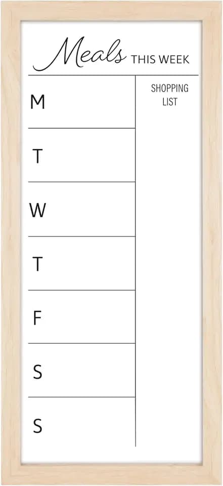 MCS Dry Erase Weekly Meal Planner Natural Framed Calander Whiteboard, 11x24